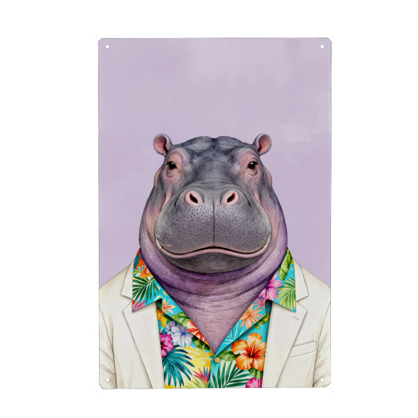 Metall Poster "Nilpferd - lustig" artboxONE - Tiere,Lustig