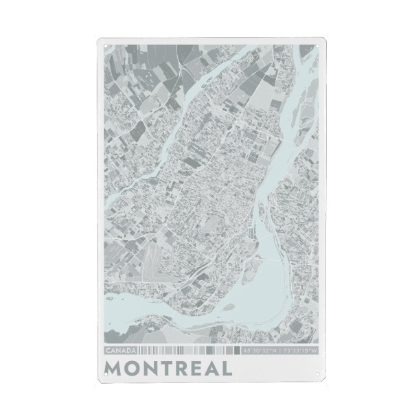 Metall Poster "City Montreal Color Map" artboxONE - Städte / Weitere,Kartografie