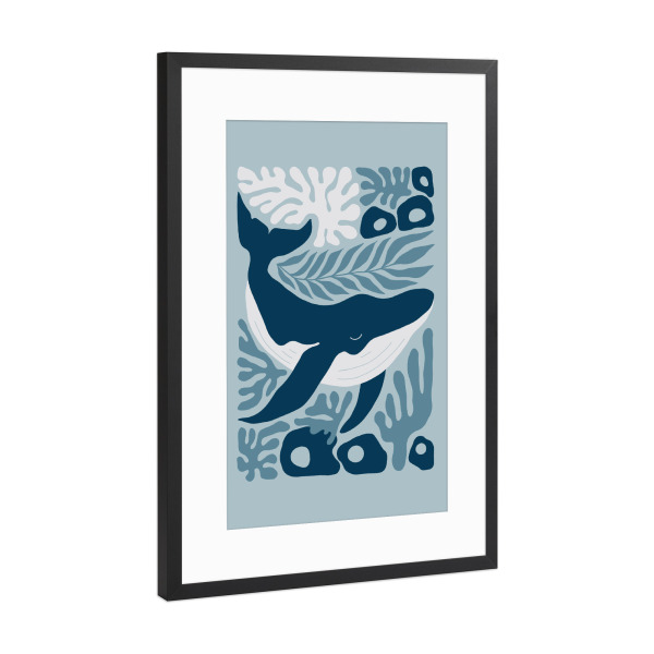 Poster mit Rahmen Schwarz (Metallic) "Walkönigreich" artboxONE - Für Kinder,Tiere,Abstrakt,Reise / Strand und Meer