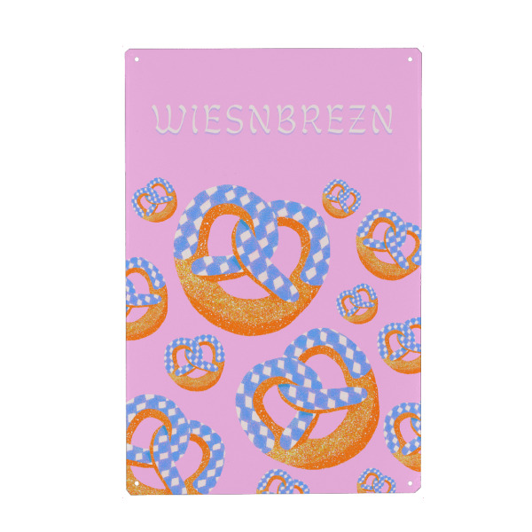 Holzbild "Wiesn Brezn, Pink" artboxONE - Typografie,Essen & Trinken,Reise / Länder