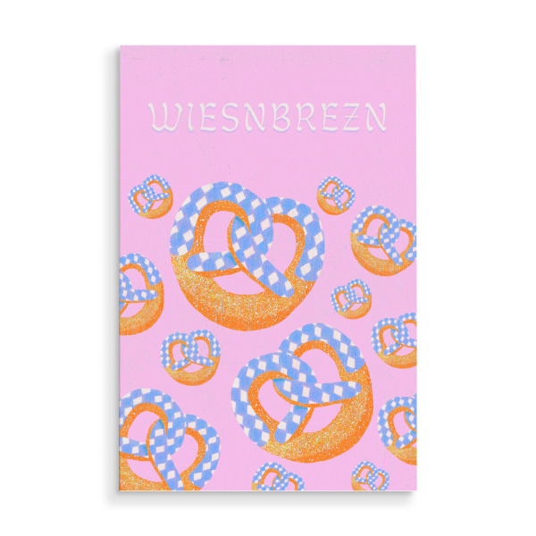 Holzbild "Wiesn Brezn, Pink" artboxONE - Typografie,Essen & Trinken,Reise / Länder