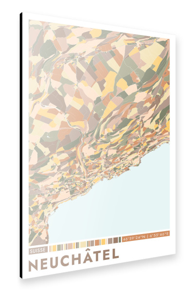 Alu-Dibond "Neuchâtel Color Map" 75x50 cm artboxONE
