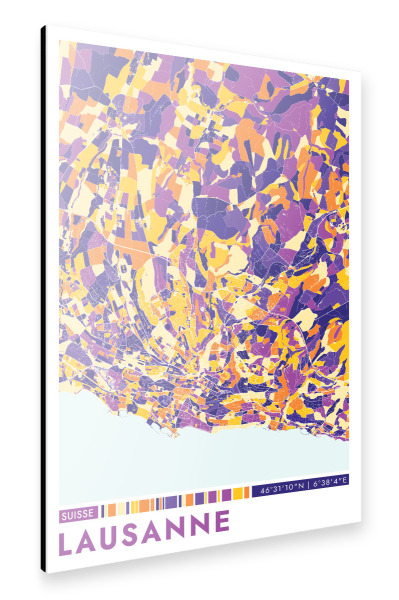 Alu-Dibond "Stadt Lausanne Colormap" 30x20 cm artboxONE