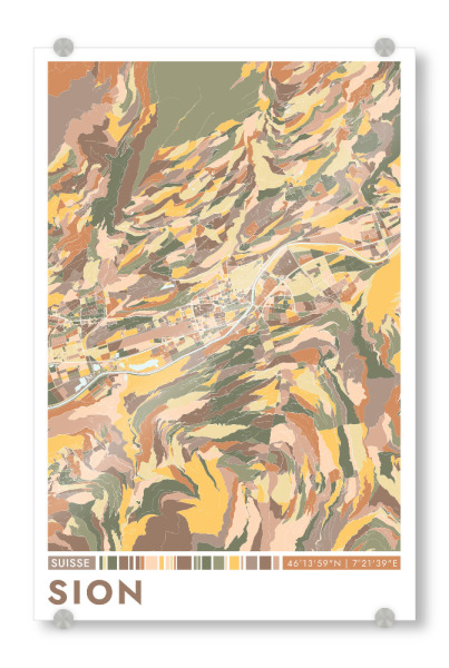 Acrylglasbild "Sion City Color" artboxONE - Städte / Weitere,Kartografie