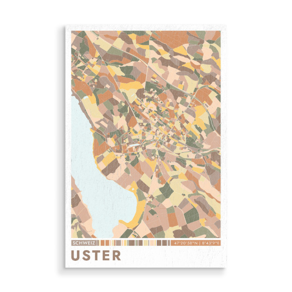 Holzbild "Uster Color Map" artboxONE - Städte / Weitere,Kartografie