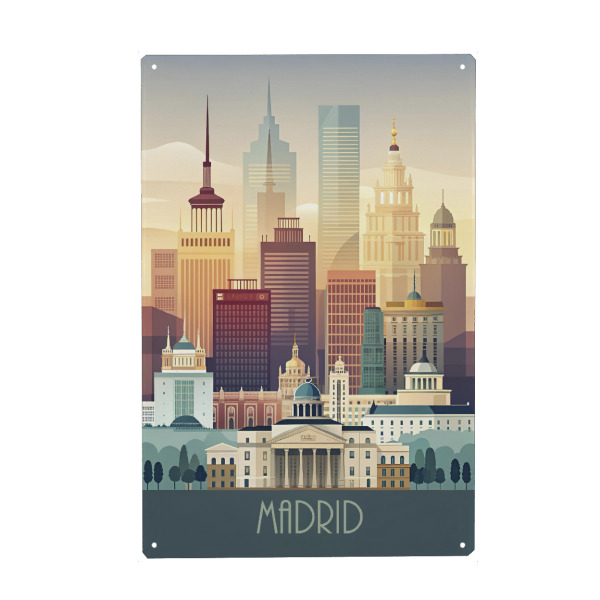 Holzbild "Skyline Madrid" artboxONE - Städte,Reise,Architektur