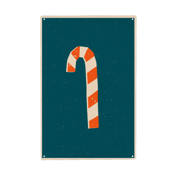 Holzbild "Happy Christmas (85)" artboxONE - Für Kinder,Weihnachten,Für Mama - Zuckerstange,Weihnachten,Illustration,Christmas,Xmas