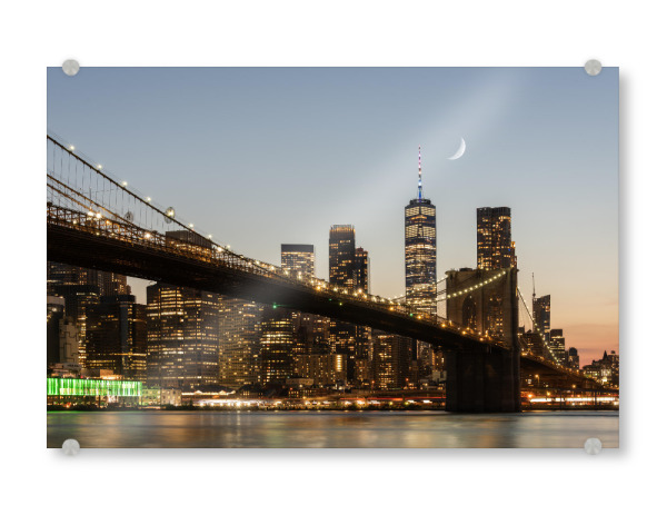 Acrylglasbild "Mondaufgang in New York City" artboxONE - Städte / New York,Reise,Architektur