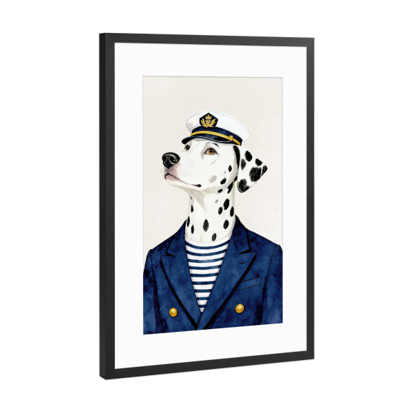 Poster mit Rahmen Schwarz (Metallic) "Dalmatiner-Kapitän" artboxONE - Tiere,Lustig