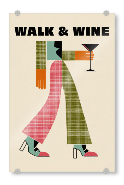 Acrylglasbild "Wine & Walk Geometrie" artboxONE - Menschen,Geometrie,Essen & Trinken / Alkohol