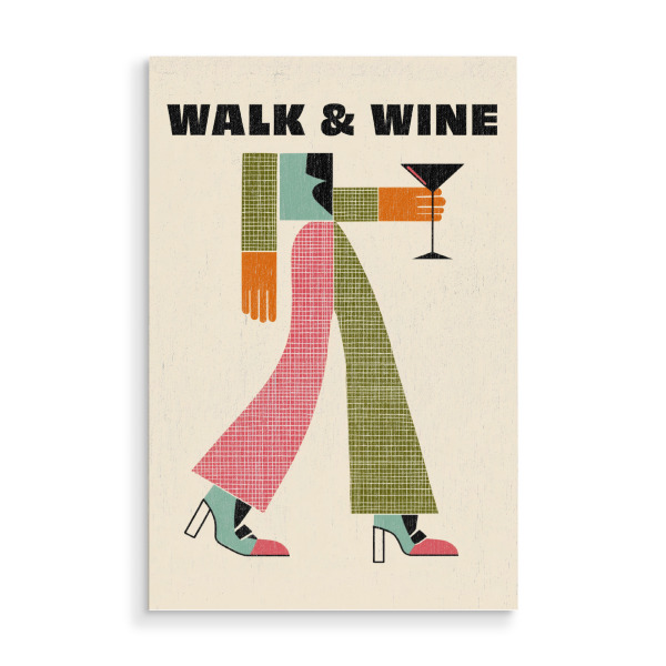Holzbild "Wine & Walk Geometrie" artboxONE - Menschen,Geometrie,Essen & Trinken / Alkohol