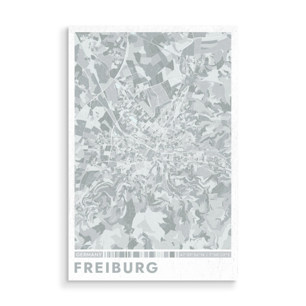 Holzbild "City Freiburg Color Map" artboxONE - Städte / Weitere,Kartografie