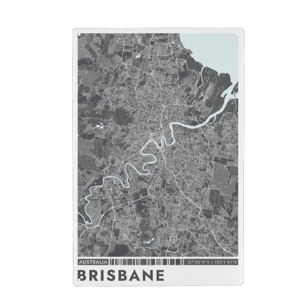 Metall Poster "Brisbane City Color" artboxONE - Städte / Weitere,Kartografie