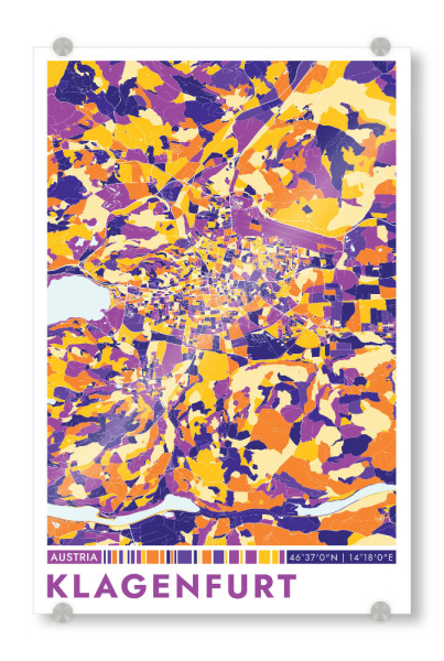 Acrylglasbild "Stadt Klagenfurt Colormap" artboxONE - Städte / Weitere,Kartografie