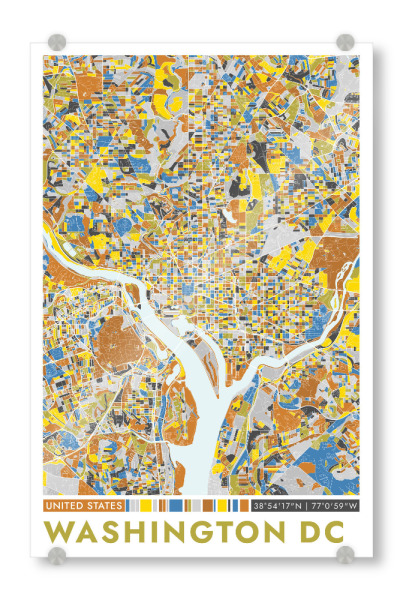 Acrylglasbild "Washington DC Color" artboxONE - Städte / Washington,Kartografie
