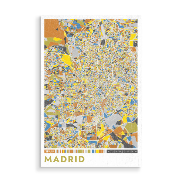 Holzbild "Madrid Color" artboxONE - Städte / Weitere,Kartografie