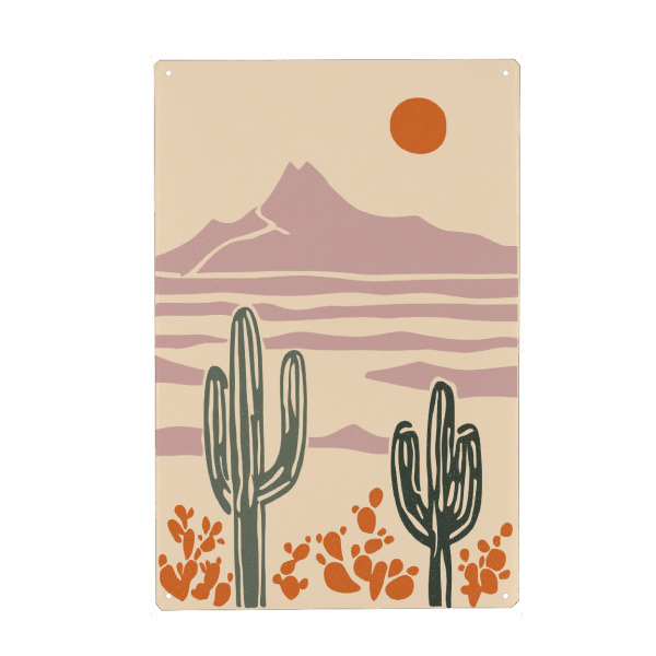 Metall Poster "Desert Heart (02)" artboxONE - Abstrakt,Für Mama,Für Papa - Wüste,Mexico,Sonne,Natur,Illustration,Kaktus,Berge,Valey,Mountain,Colorado