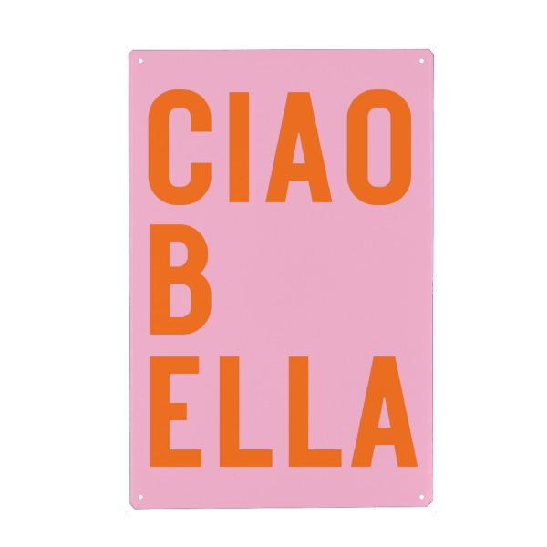 Holzbild "Ciao Bella - orange/rosa" artboxONE - Typografie,Liebe,Für Mama,Lustig