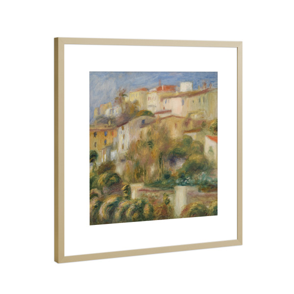 Poster mit Rahmen Gold "Häuser auf einem Hügel" artboxONE - Städte,Architektur,Für Papa