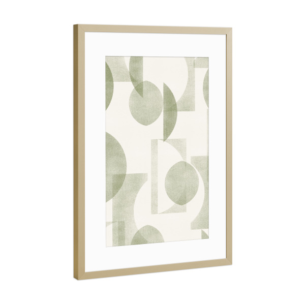 Poster mit Rahmen Gold "Armonica Olive" artboxONE - Abstrakt,Geometrie