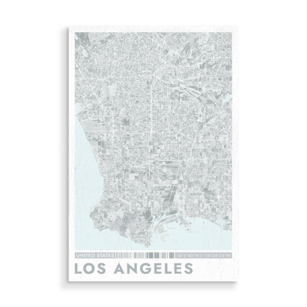 Holzbild "City Los Angeles Color Map" artboxONE - Städte / Los Angeles,Kartografie