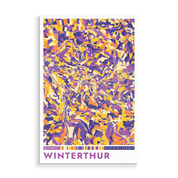 Holzbild "Stadt Winterthur Colormap" artboxONE - Städte / Weitere,Kartografie