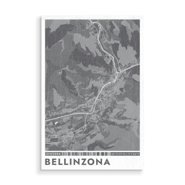 Holzbild "Bellinzona City Color" artboxONE - Städte / Weitere,Kartografie