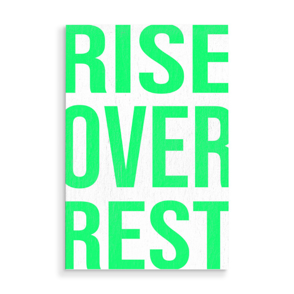 Holzbild "STEHE ÜBER DIE RUHE" artboxONE - Typografie