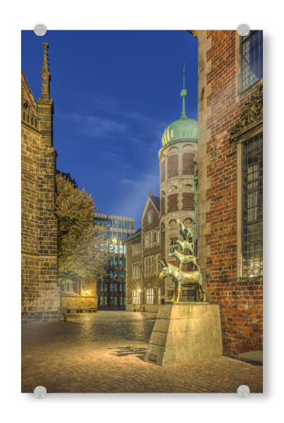 Acrylglasbild "Bremer Stadtmusikanten am Abend" artboxONE - Städte,Reise,Architektur