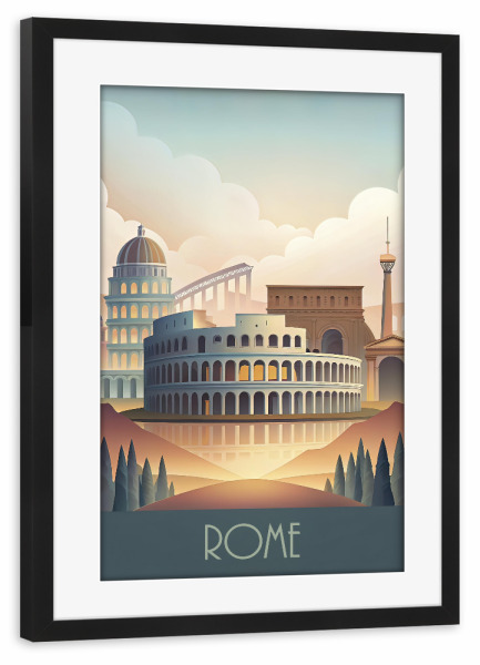 Poster mit Rahmen schwarz "Die Skyline von Rom" artboxONE - Städte,Reise,Abstrakt,Architektur