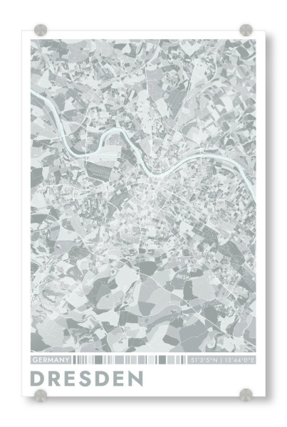 Acrylglasbild "City Dresden Color Map" artboxONE - Städte / Dresden,Kartografie