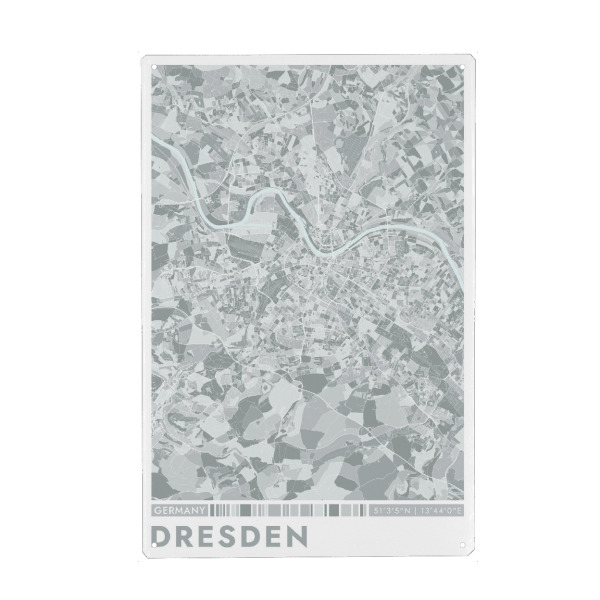Metall Poster "City Dresden Color Map" artboxONE - Städte / Dresden,Kartografie