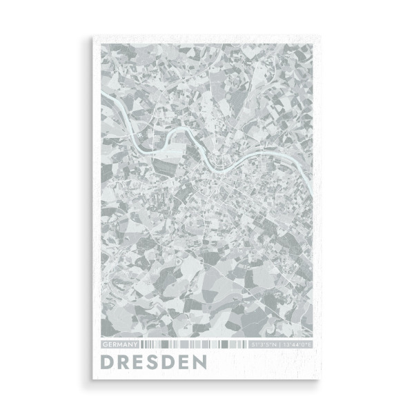 Holzbild "City Dresden Color Map" artboxONE - Städte / Dresden,Kartografie