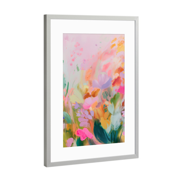 Poster mit Rahmen Silber "Farbenlust und Blütenrausch" artboxONE - Natur,Floral,Abstrakt