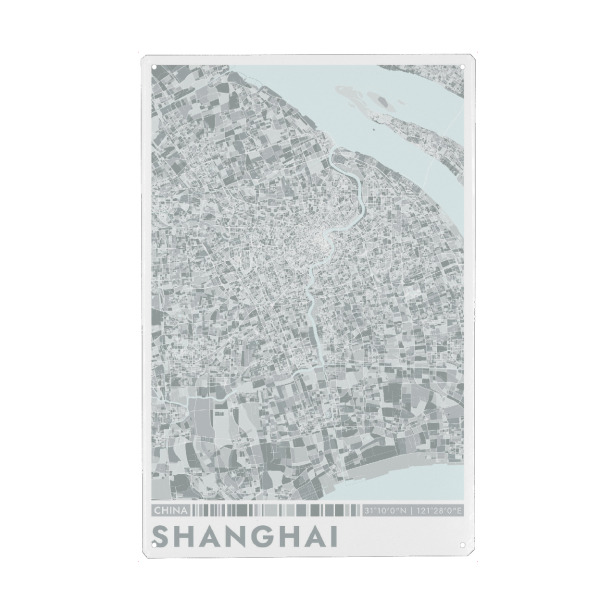 Holzbild "City Shanghai Color Map" artboxONE - Städte / Shanghai,Kartografie