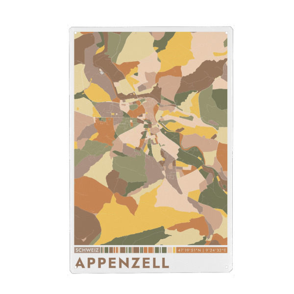 Metall Poster "Appenzell City Color" artboxONE - Städte / Weitere,Kartografie