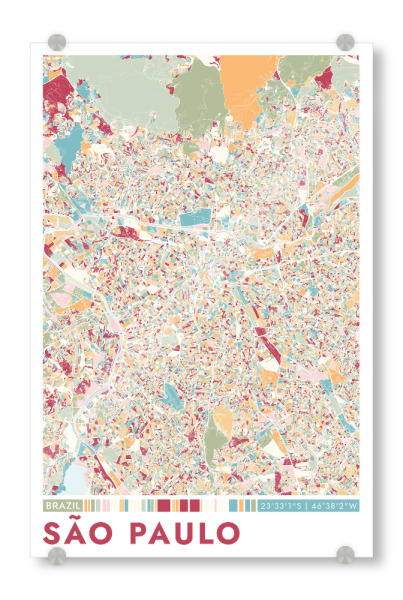Acrylglasbild "Colormap Sao Paulo" artboxONE - Städte / Weitere,Kartografie