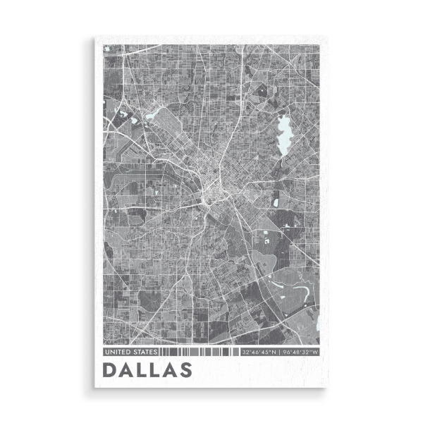 Holzbild "Dallas Color Map" artboxONE - Städte / Weitere,Kartografie