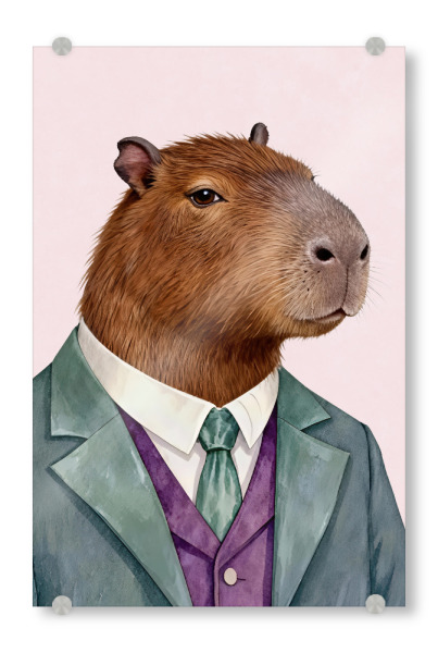 Acrylglasbild "Capybara-Porträt im Anzug" artboxONE - Tiere,Lustig