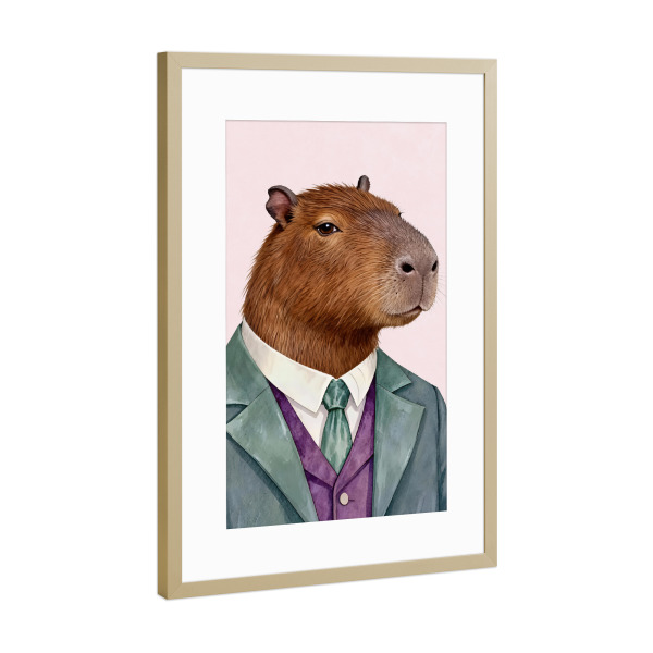 Poster mit Rahmen Gold "Capybara-Porträt im Anzug" artboxONE - Tiere,Lustig