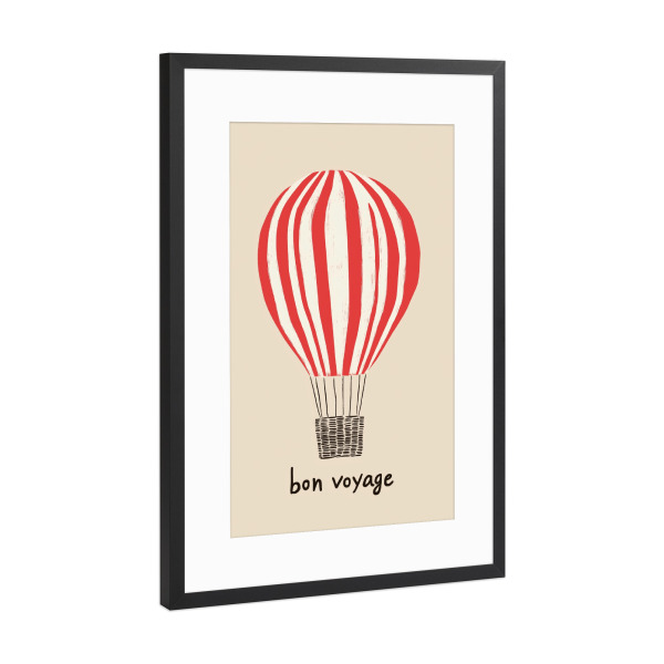 Poster mit Rahmen Schwarz (Metallic) "Heißluftballon Reise" artboxONE - Typografie,Geometrie,Reise / Länder
