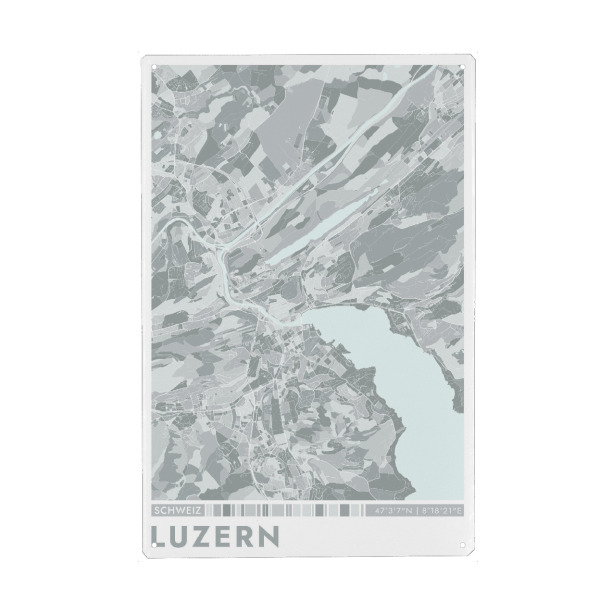 Holzbild "City Luzern Color Map" artboxONE - Städte / Weitere,Kartografie