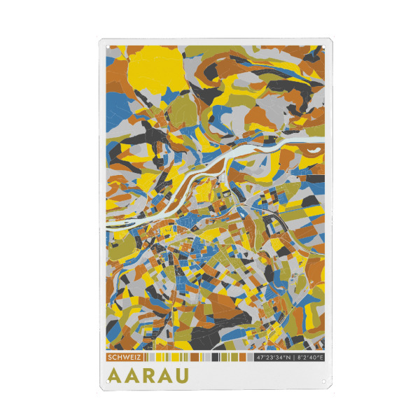 Metall Poster "Stadt Aarau Colormap" artboxONE - Städte / Weitere,Kartografie