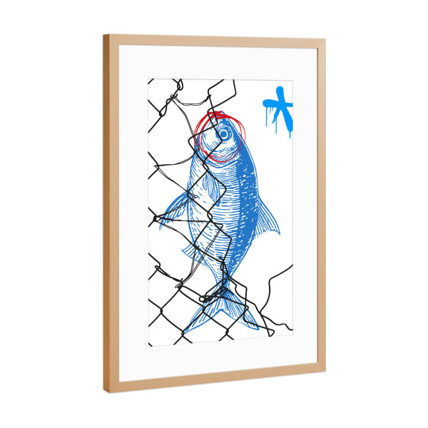 Poster mit Rahmen Kupfer "Urban Catch" artboxONE - Unterwasser