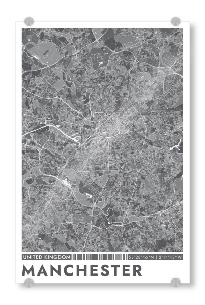 Acrylglasbild "Manchester City Color" artboxONE - Städte / Weitere,Kartografie