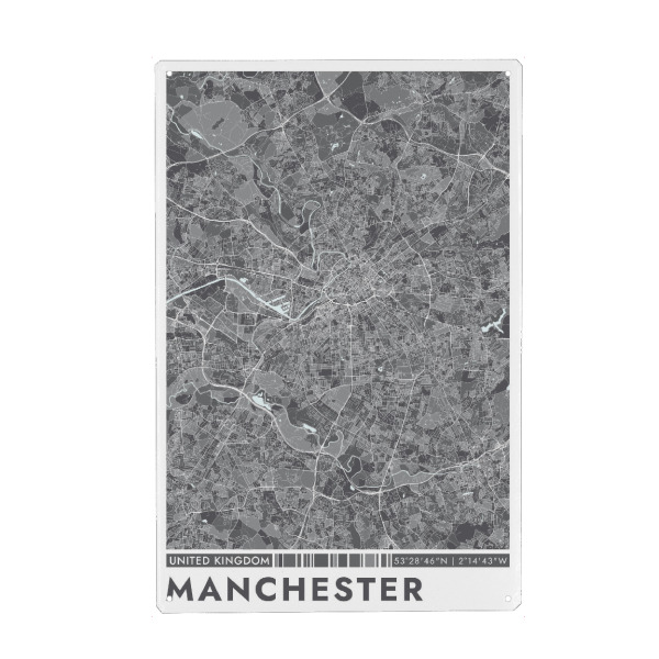 Holzbild "Manchester City Color" artboxONE - Städte / Weitere,Kartografie
