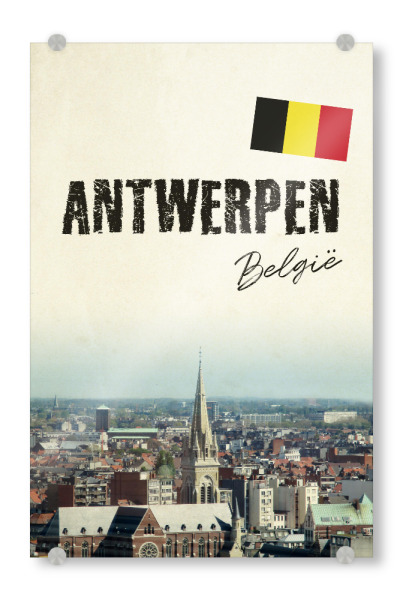 Acrylglasbild "Antwerpen, Belgium" artboxONE - Städte,Typografie,Reise,Reise / Länder,Städte / Weitere