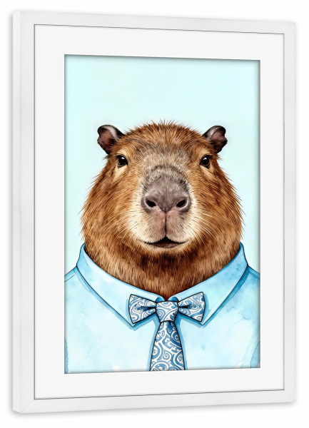 Poster mit Rahmen weiß "Wunderlicher Capybara" artboxONE - Tiere,Lustig