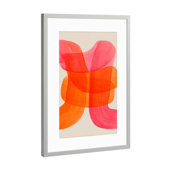 Poster mit Rahmen Silber "Linien Schwung Pink" artboxONE - Natur,Abstrakt,Geometrie