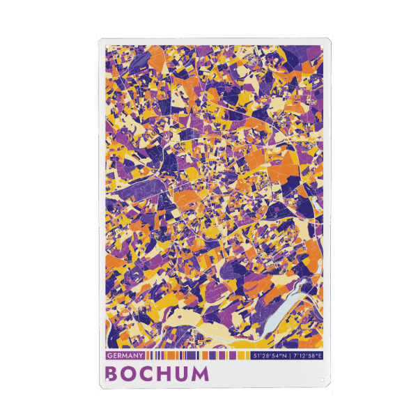 Holzbild "Bochum Color" artboxONE - Städte / Weitere,Kartografie